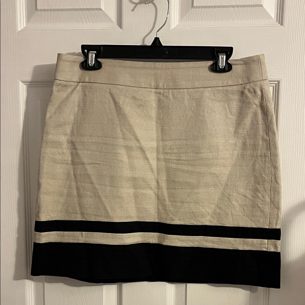 LOFT Beige and Navy Blue Mini Skirt